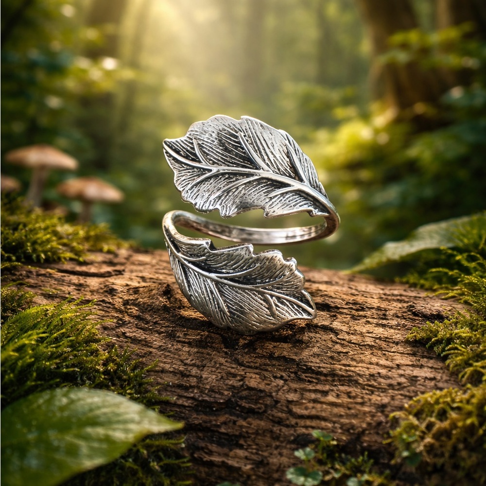 Forest Veil Embrace Adjustable Silver Ring
